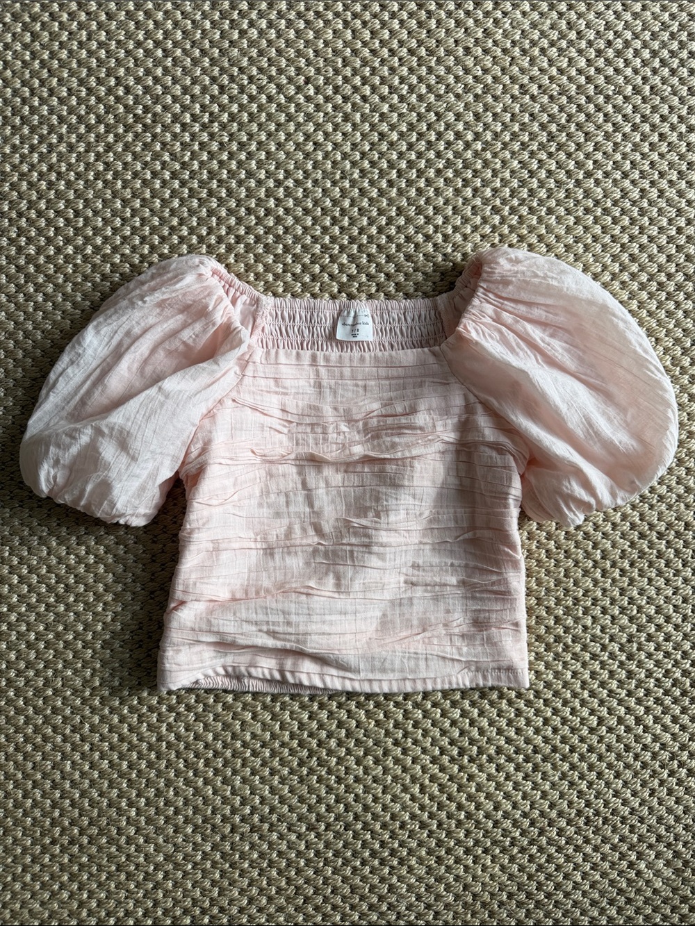 Abercrombie & Fitch Pale Pink Puff Sleeve Square Neck Top size 7/8